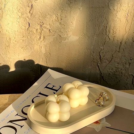 Handmade Soy Wax White Bubble Candle Decor Set of 4